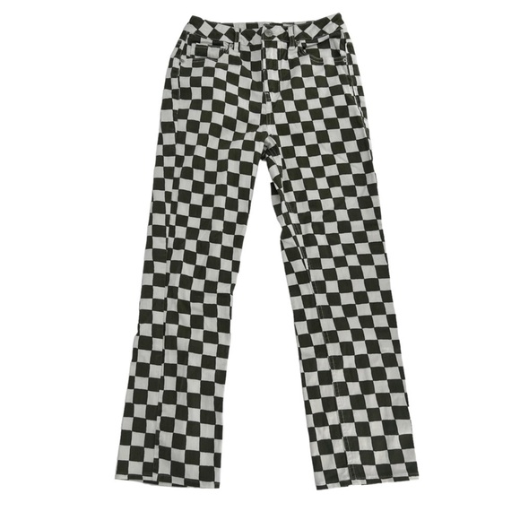Forever 21 Green White Checkered Wide Leg Jeans Size 25 Women’s - Picture 1 of 4